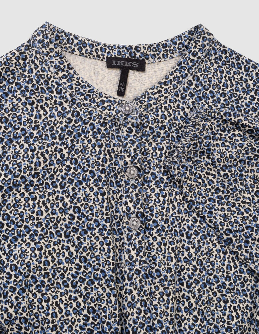 2-in-1-kleid und weste mit leopardenmuster und schleife für mädchen in marineblau