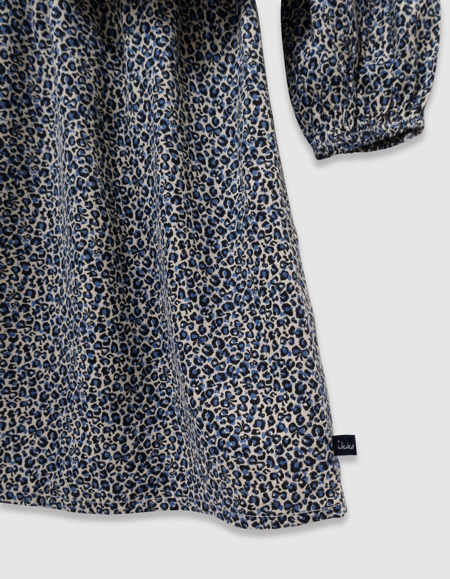 2-in-1-kleid und weste mit leopardenmuster und schleife für mädchen in marineblau