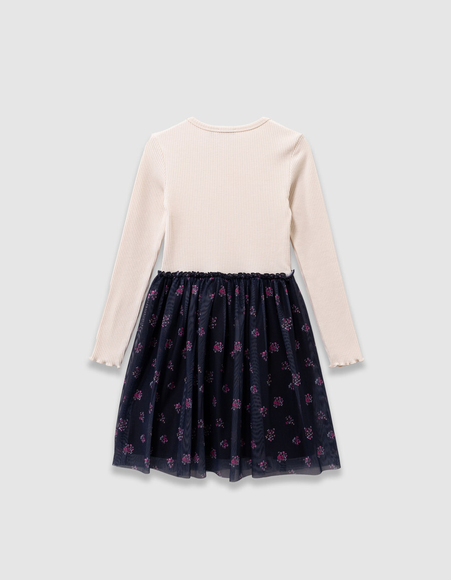 mädchenkleid aus tüllmix in ecru und bouquet