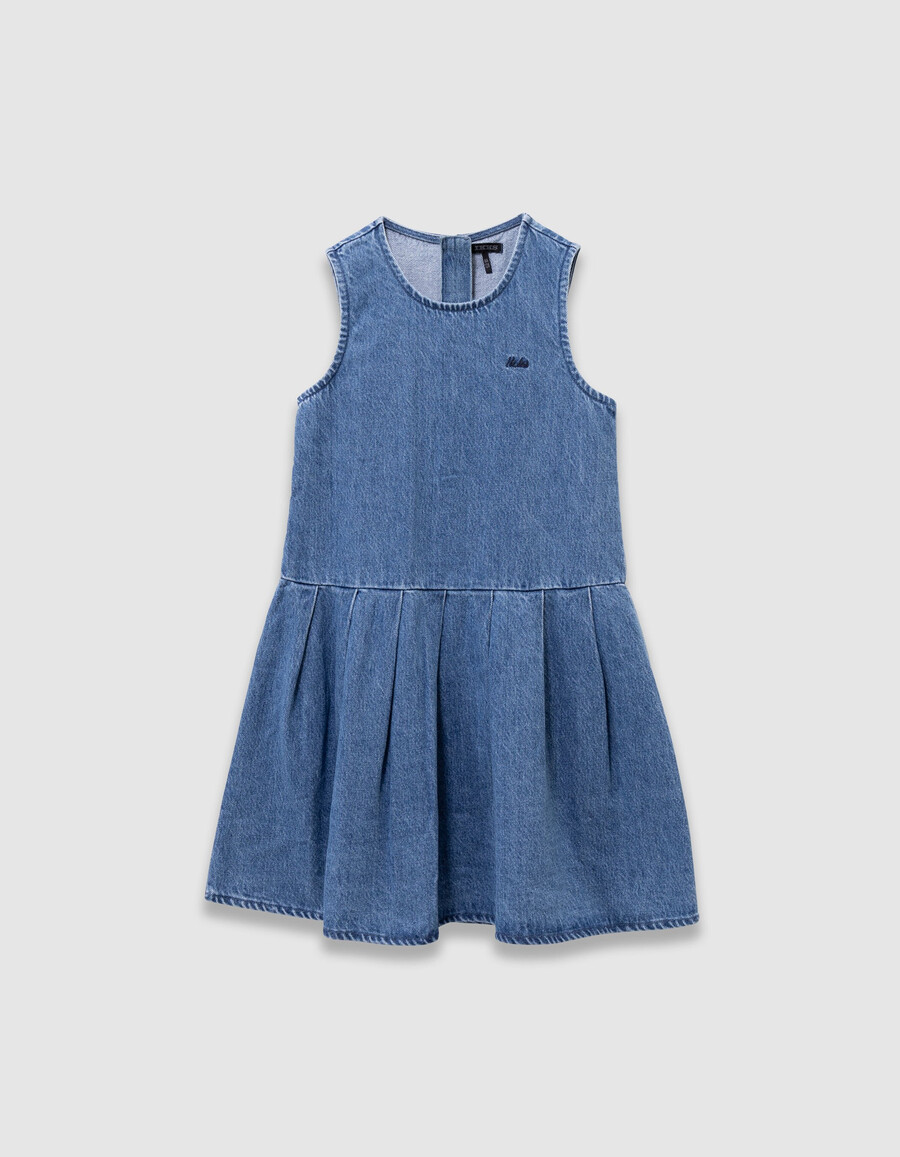 2-in-1-jeanskleid und sweatshirt mit reißverschlusskragen für mädchen