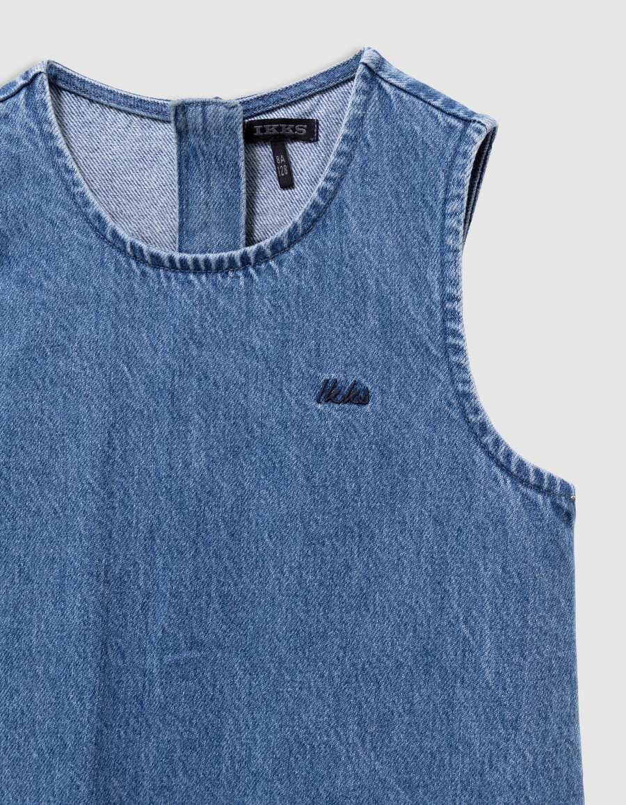 2-in-1-jeanskleid und sweatshirt mit reißverschlusskragen für mädchen