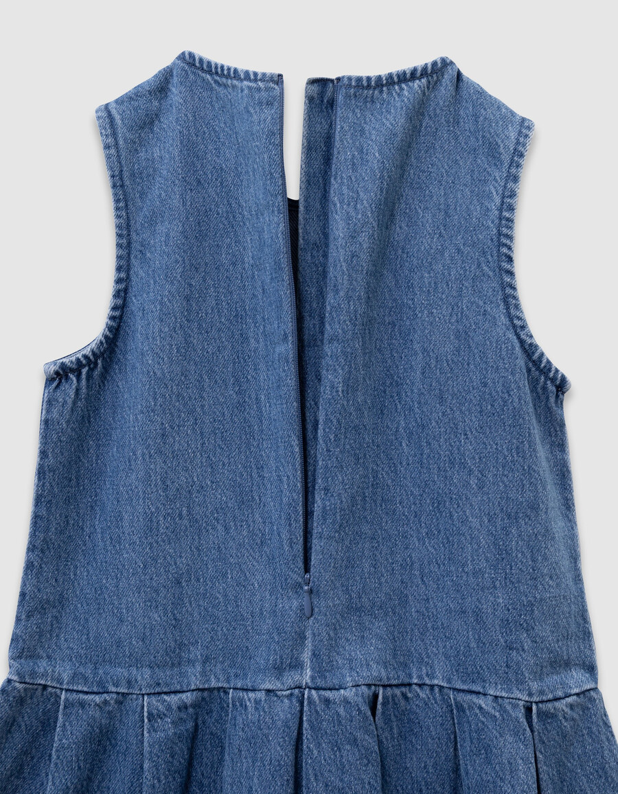 2-in-1-jeanskleid und sweatshirt mit reißverschlusskragen für mädchen