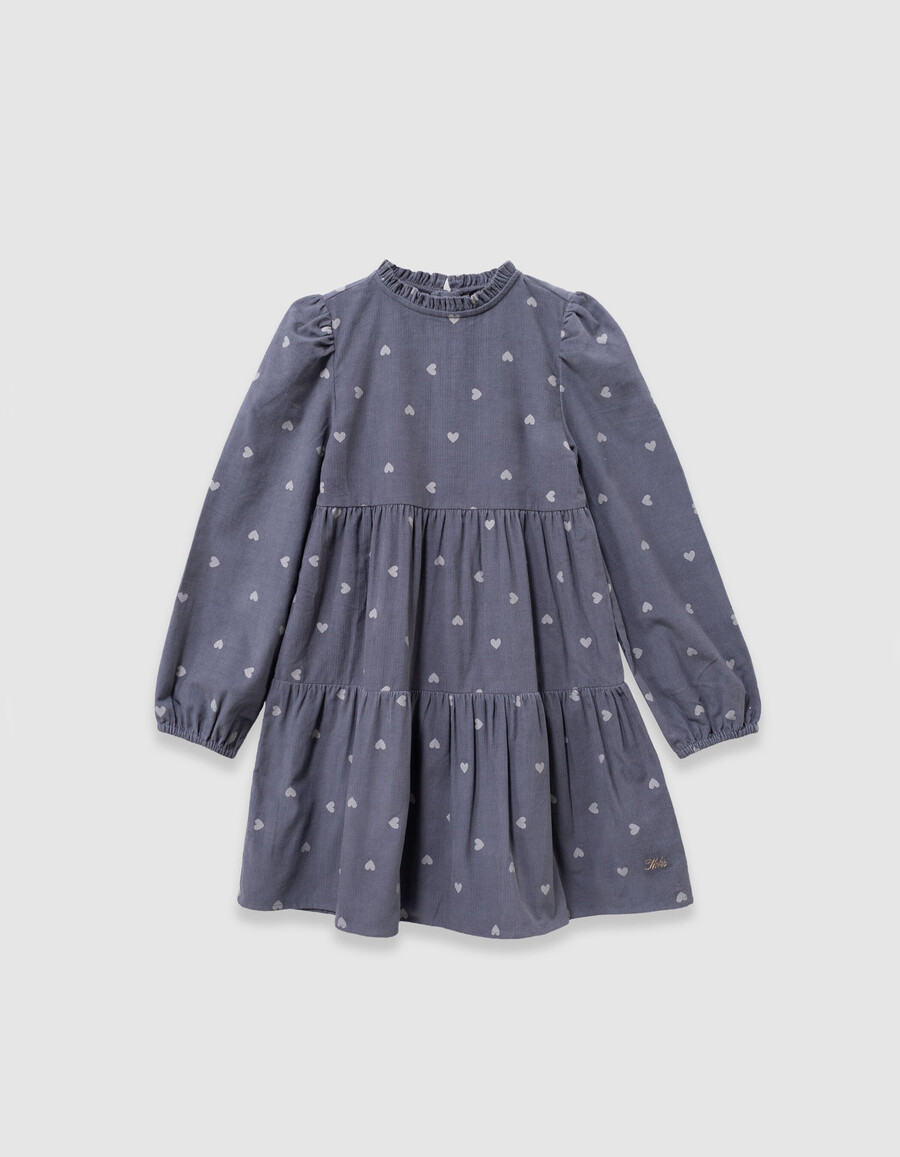 2-in-1-parka und weste aus blauem samt für mädchen