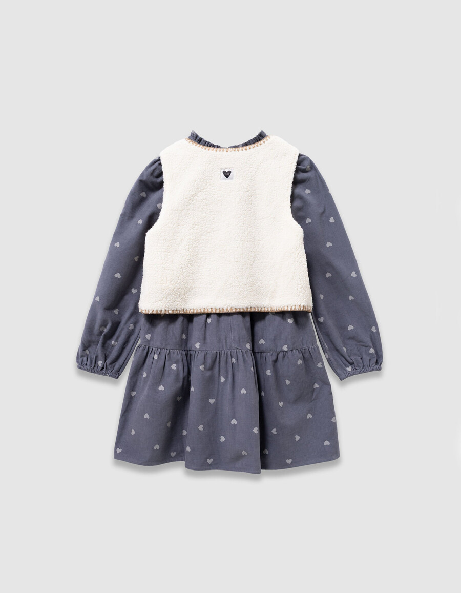 2-in-1-parka und weste aus blauem samt für mädchen
