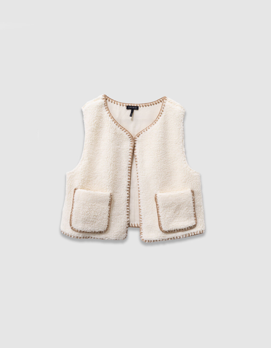 2-in-1-parka und weste aus blauem samt für mädchen