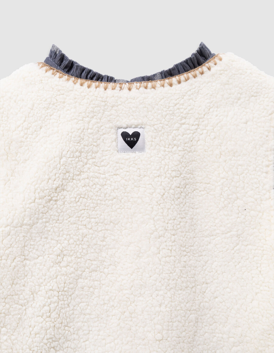 2-in-1-parka und weste aus blauem samt für mädchen