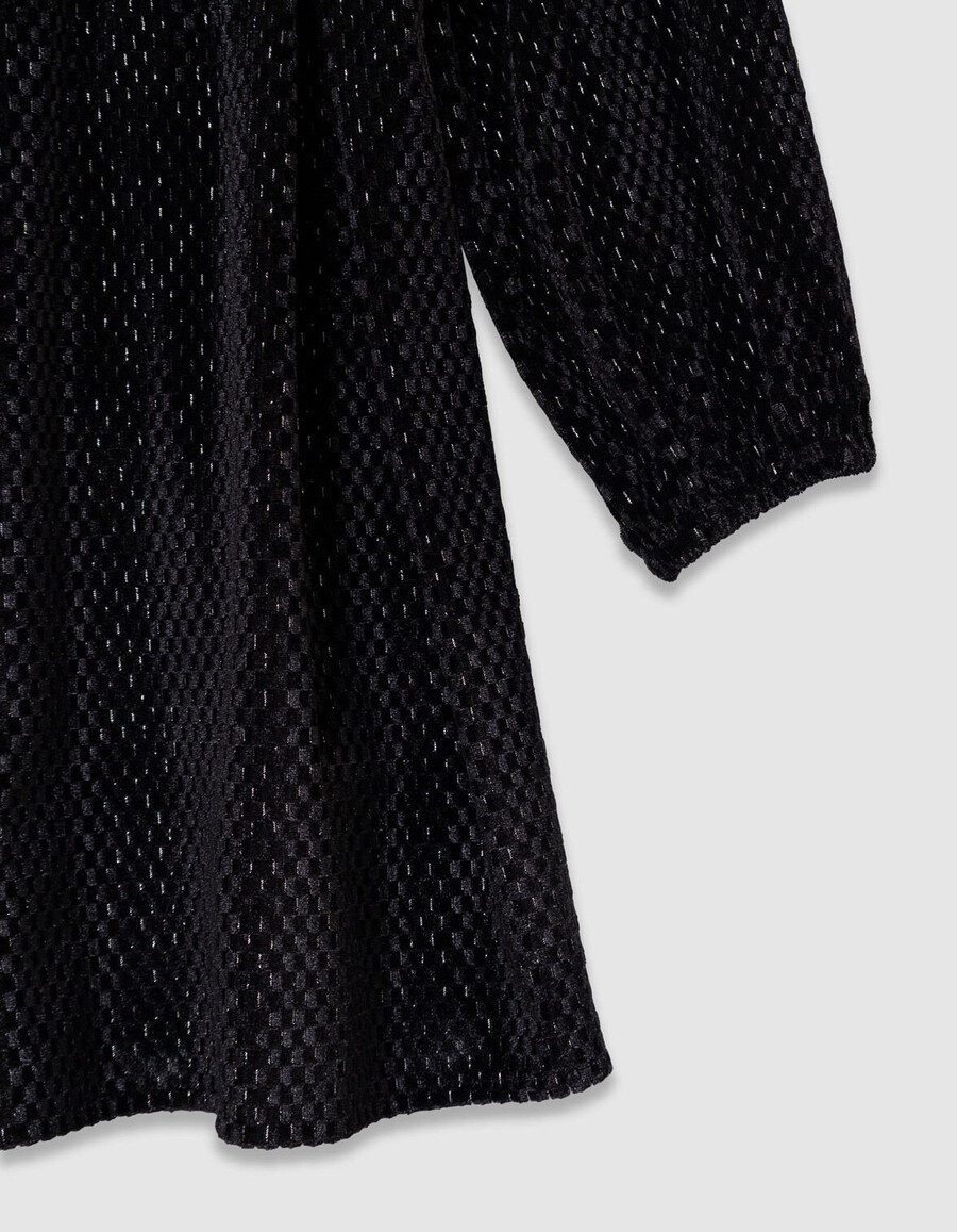 schwarzes samtkleid für mädchen mit rüschenbesatz