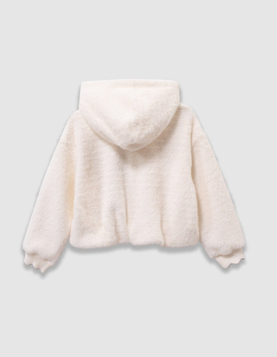 mädchen-kapuzenpullover in ecru mit herzaufnäher