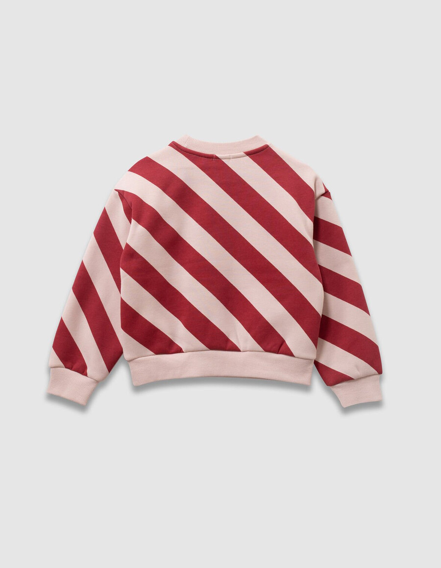 mädchen-sweatshirt mit roten und pinken streifen und slogan