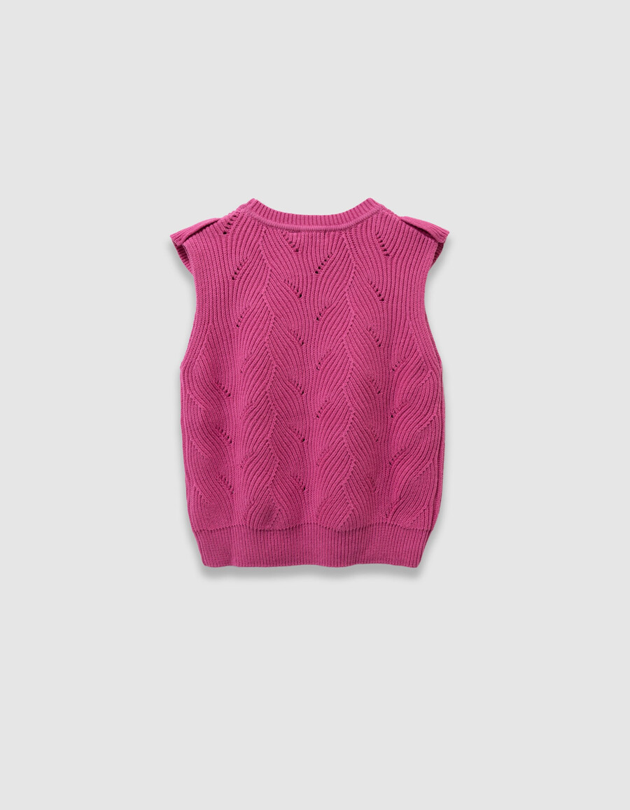 mädchen-strickpullover ärmellos rosa dekorativ mit rüschen