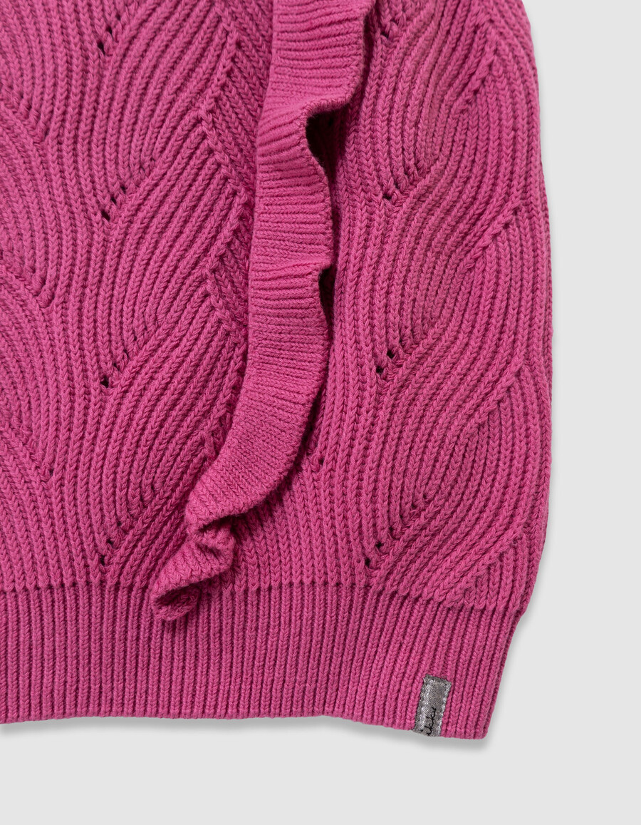 mädchen-strickpullover ärmellos rosa dekorativ mit rüschen