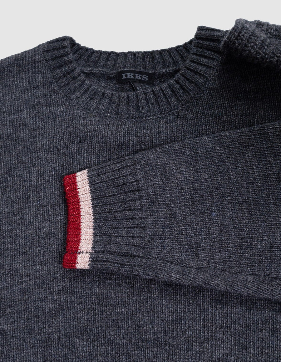 grauer strickpullover für mädchen mit xl-schleife an der schulter