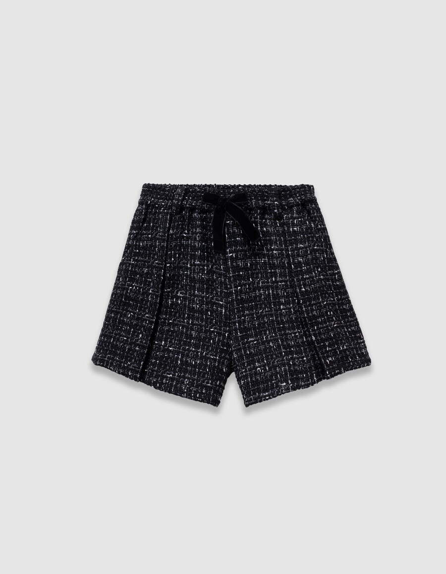 schwarze shorts in tweed-optik für mädchen