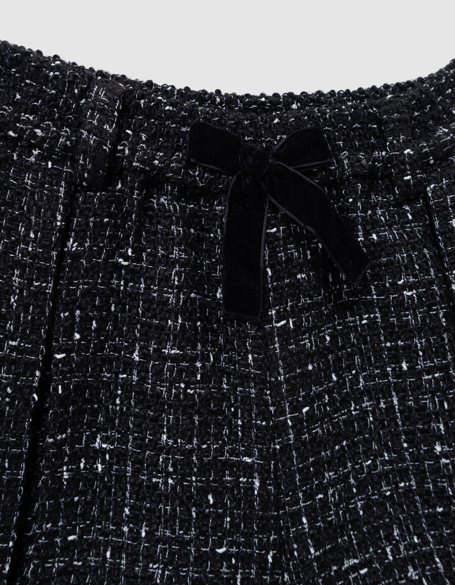 schwarze shorts in tweed-optik für mädchen