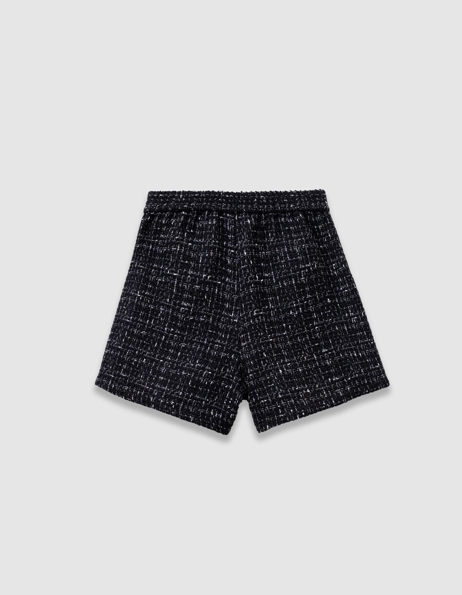 schwarze shorts in tweed-optik für mädchen