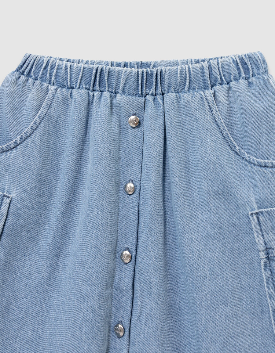 mädchen-jeansrock im cargo-stil blau mit taschen