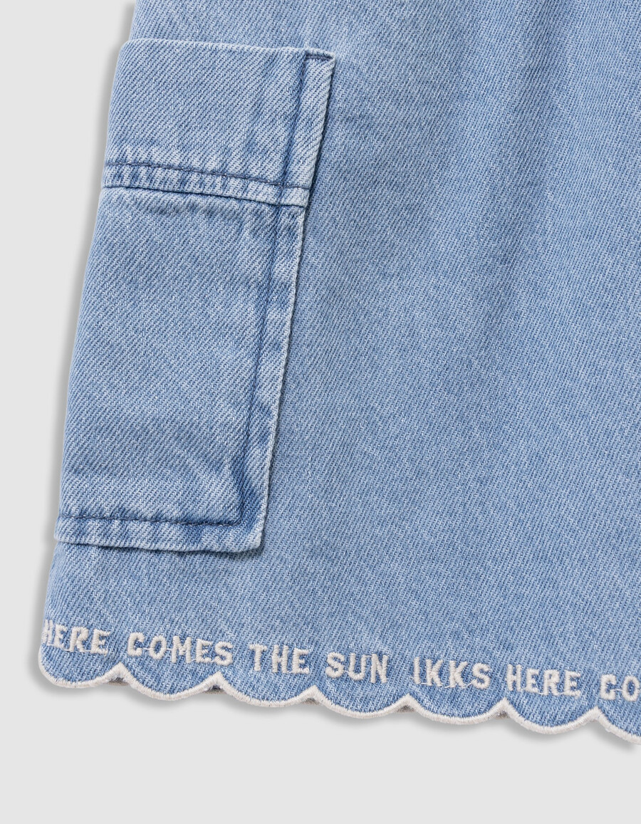 mädchen-jeansrock im cargo-stil blau mit taschen
