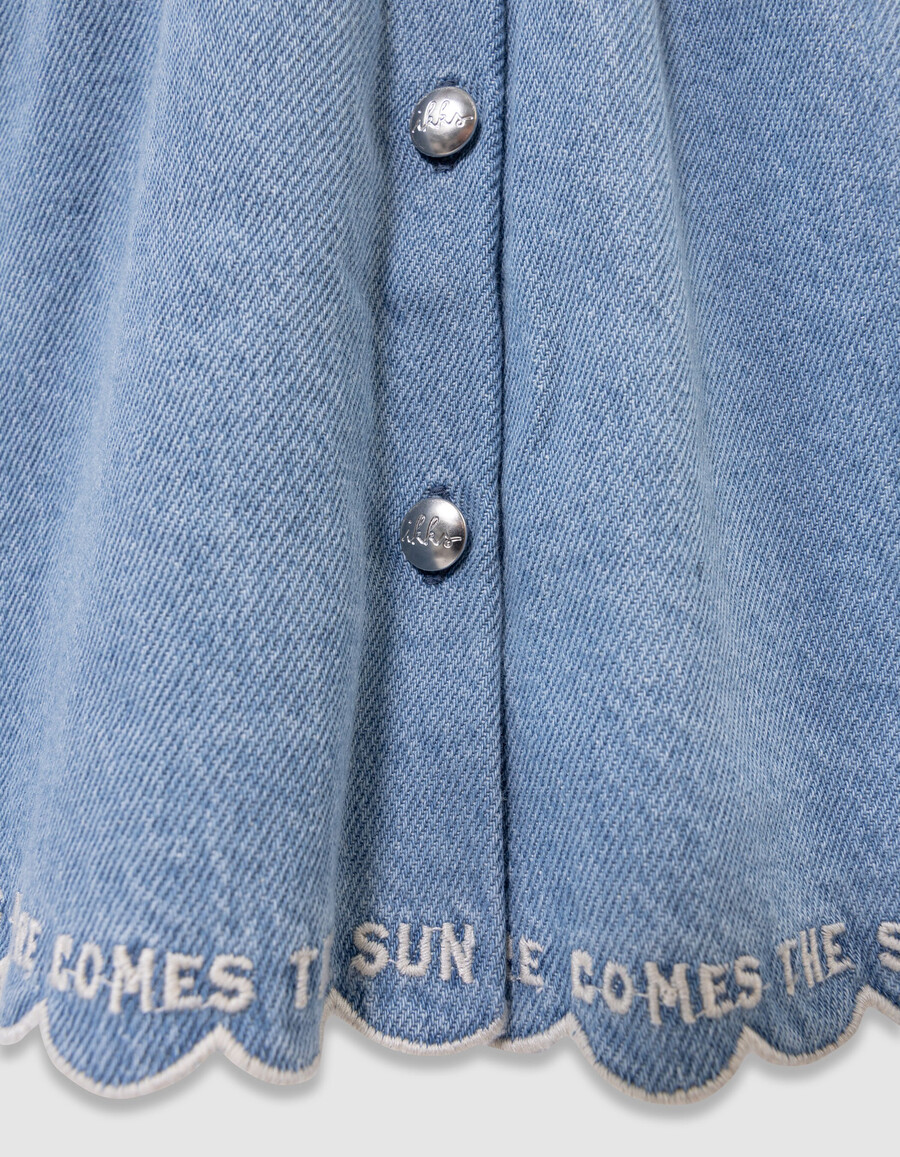 mädchen-jeansrock im cargo-stil blau mit taschen
