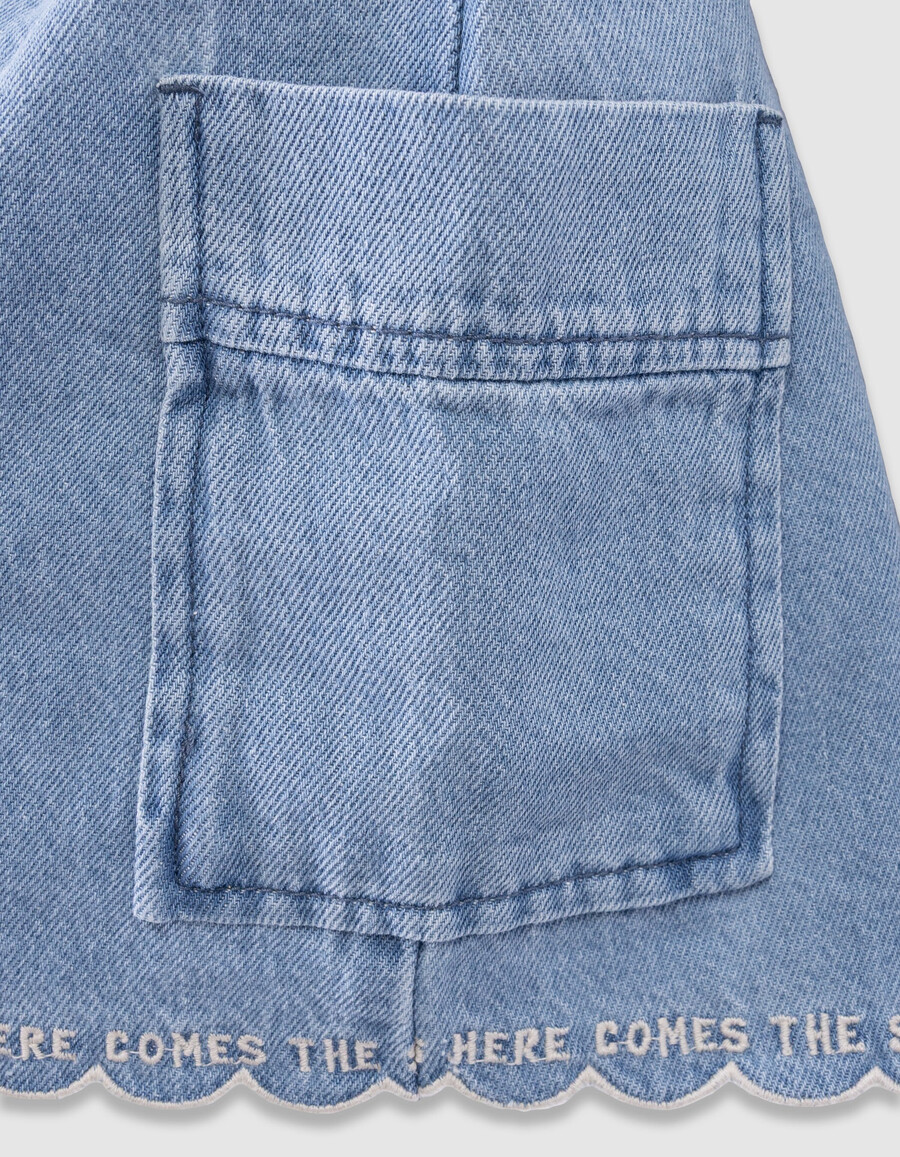 mädchen-jeansrock im cargo-stil blau mit taschen