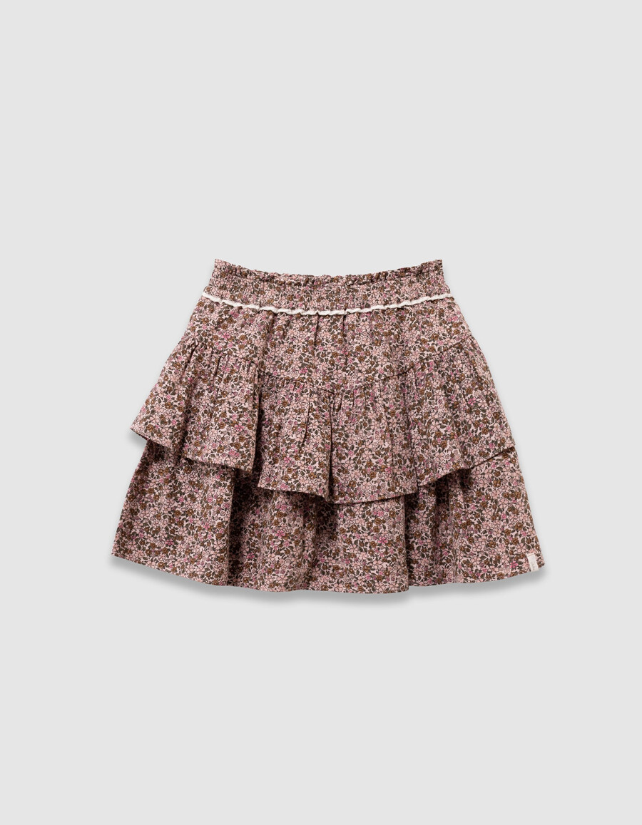 mädchen-minirock in rosa mit herbstblumenmuster