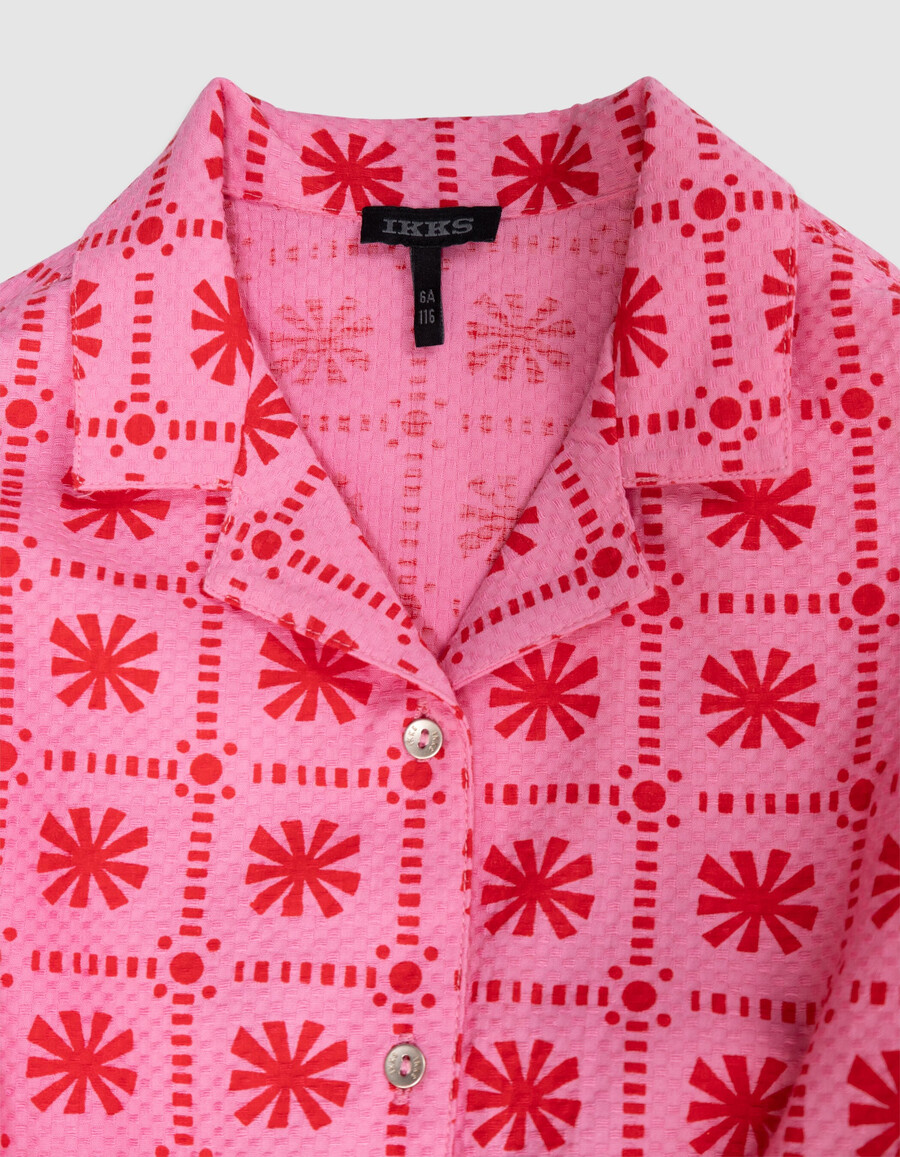 mädchen-top ärmellos rosa mit rotem grafikprint