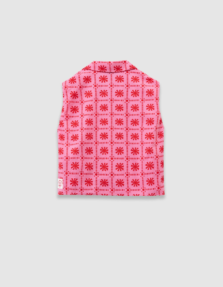 mädchen-top ärmellos rosa mit rotem grafikprint