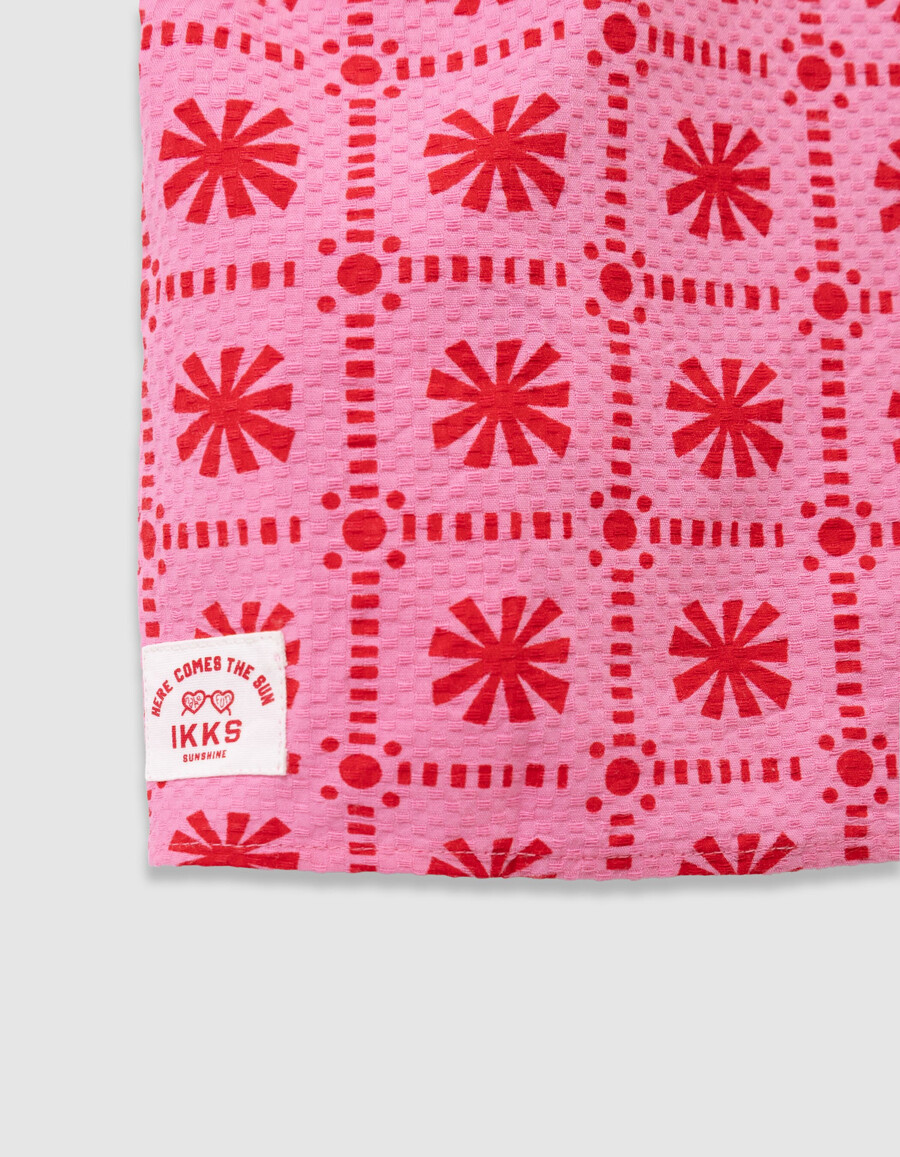 mädchen-top ärmellos rosa mit rotem grafikprint