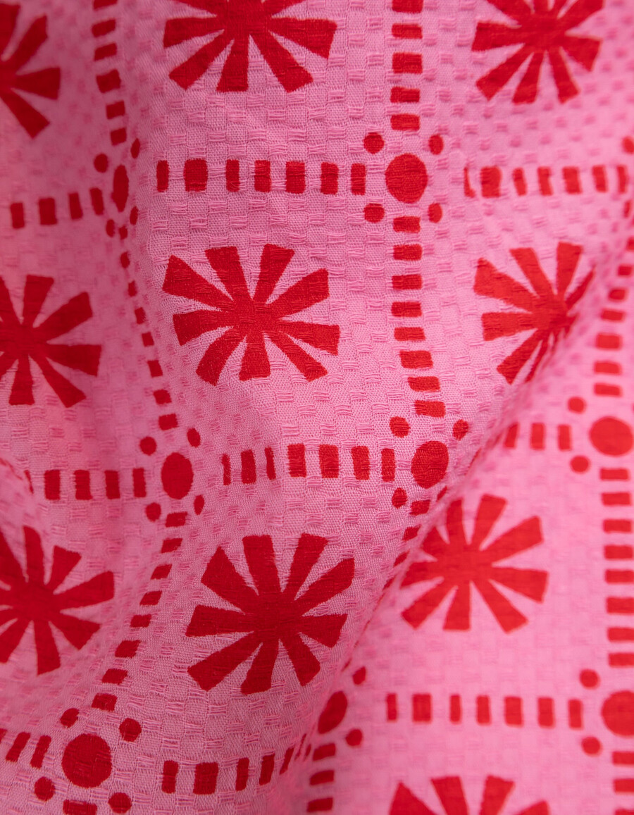mädchen-top ärmellos rosa mit rotem grafikprint