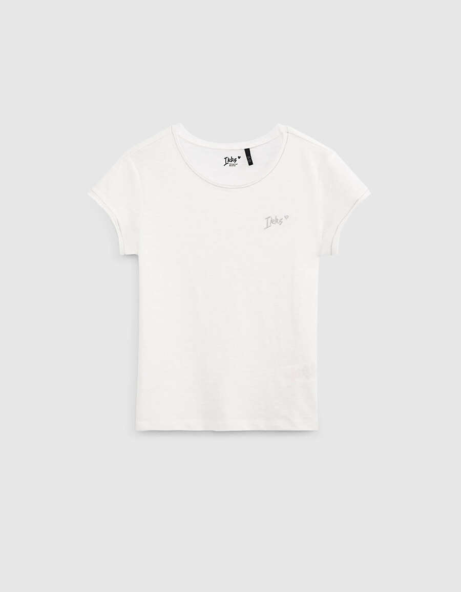 mädchen-t-shirt aus cremefarbener bio-baumwolle