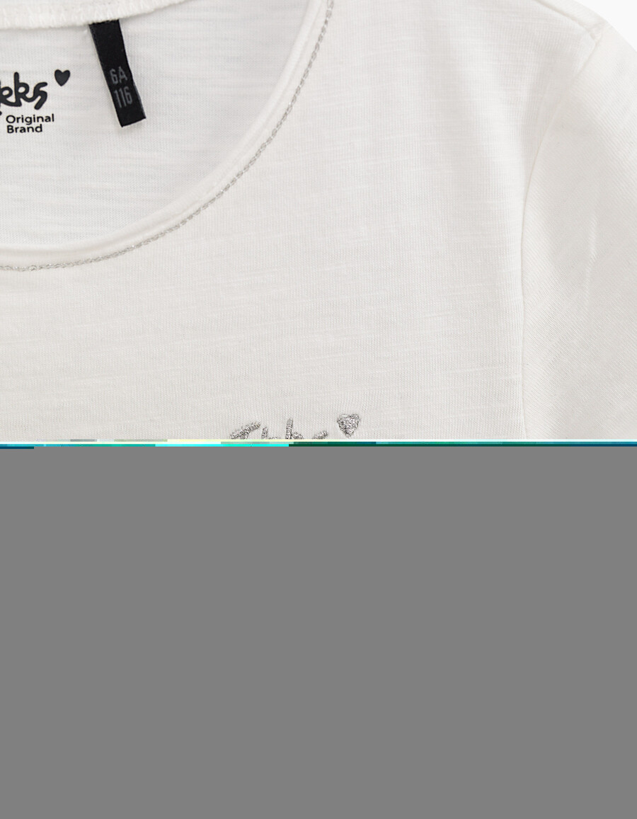 mädchen-t-shirt aus cremefarbener bio-baumwolle