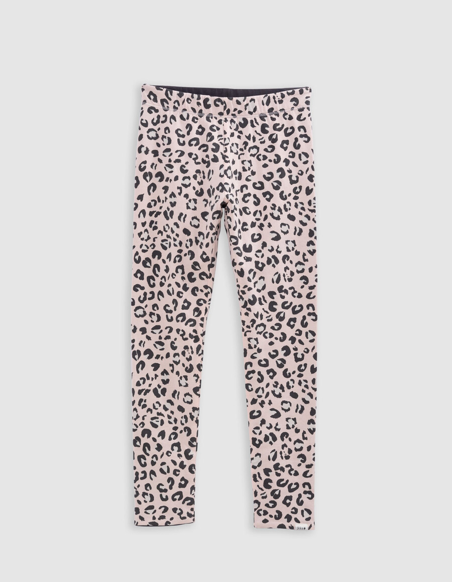 wendbare leggings aus bio-baumwolle für mädchen rosa mit leopardenmuster