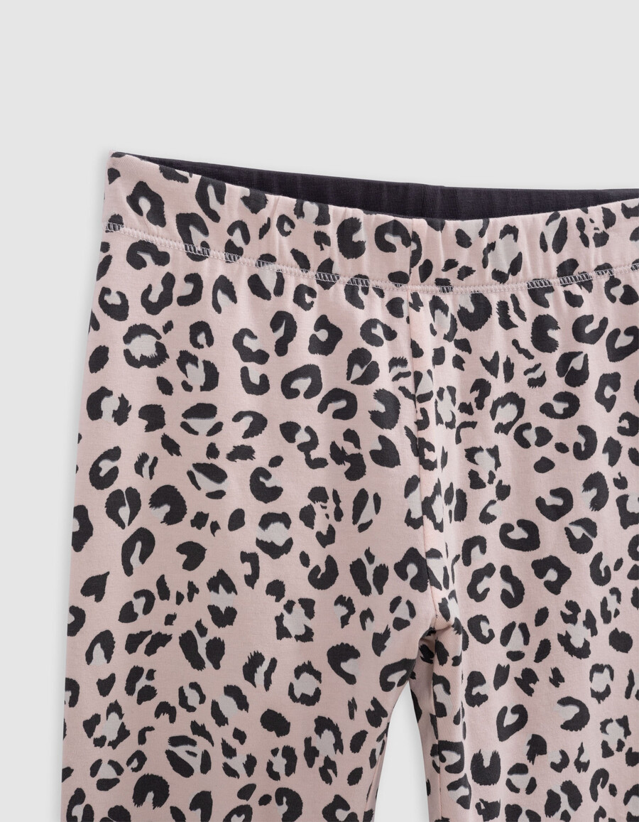 wendbare leggings aus bio-baumwolle für mädchen rosa mit leopardenmuster