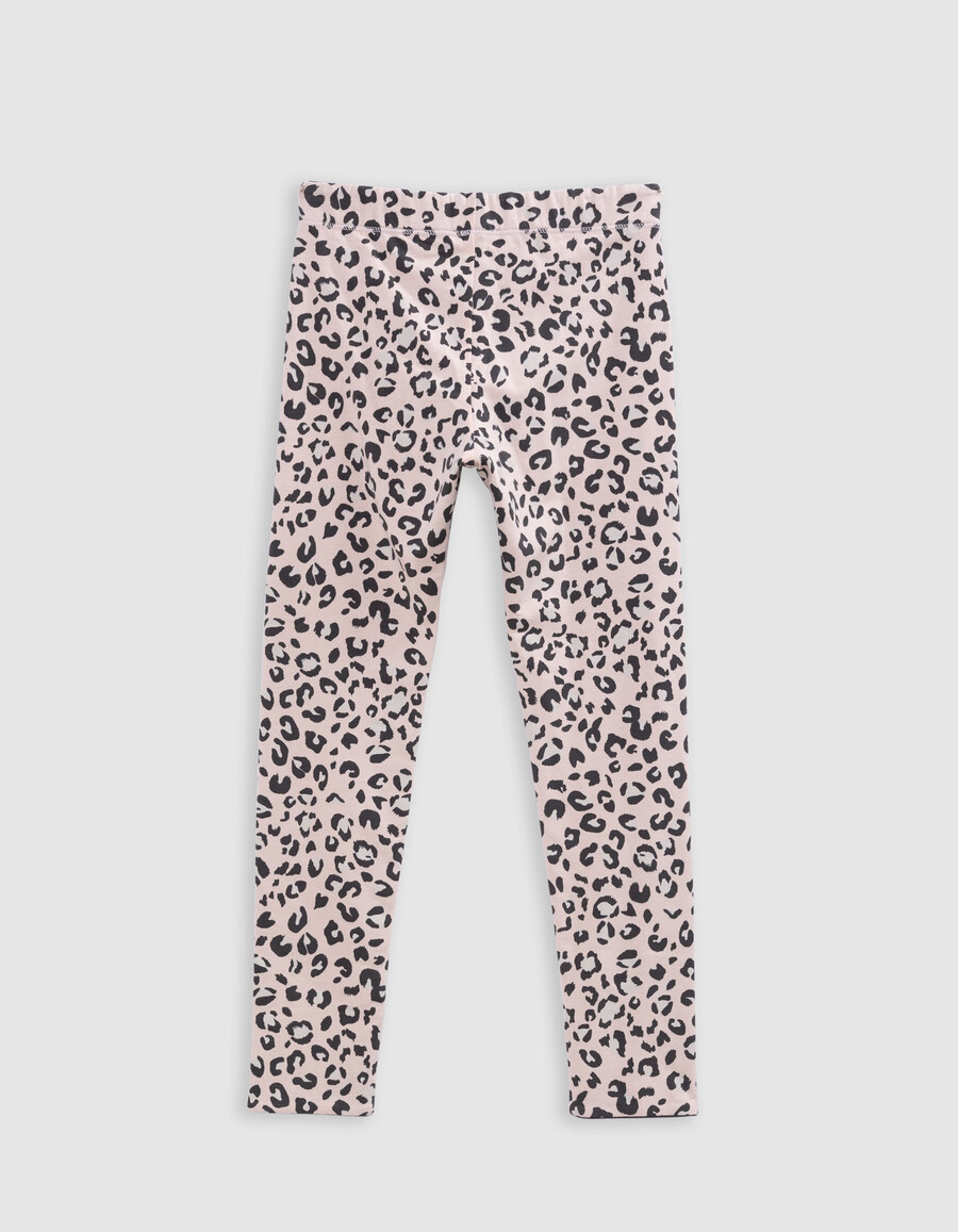 wendbare leggings aus bio-baumwolle für mädchen rosa mit leopardenmuster