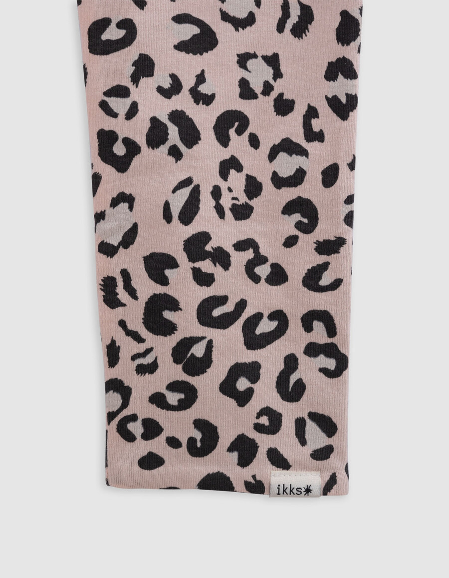 wendbare leggings aus bio-baumwolle für mädchen rosa mit leopardenmuster