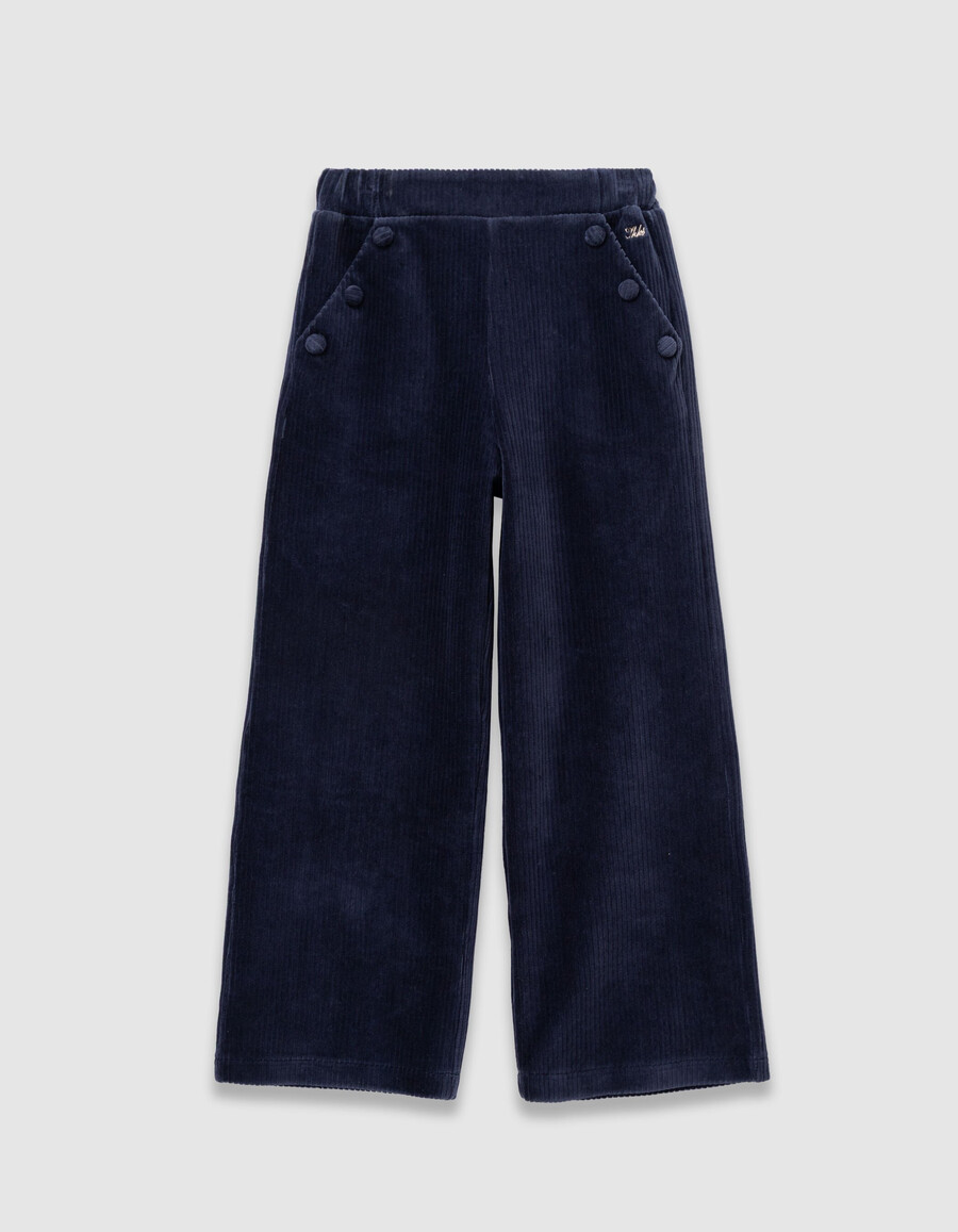 mädchen-jogginghose aus blauem cord