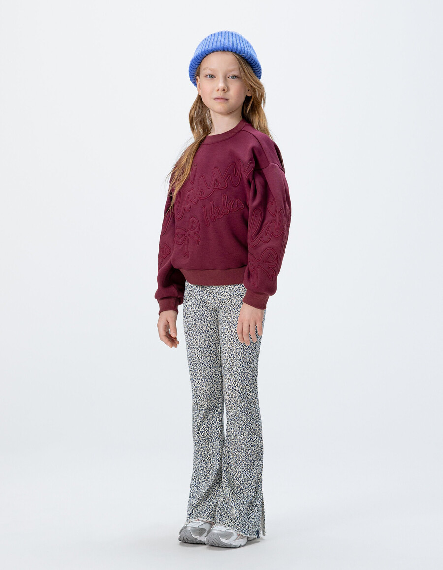 marineblaue leggings mit ausgestelltem bein und leoparden-schleifenmuster für mädchen