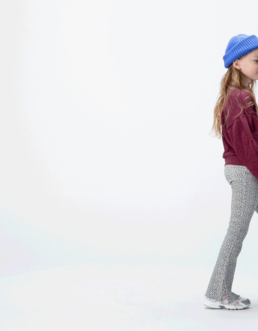 marineblaue leggings mit ausgestelltem bein und leoparden-schleifenmuster für mädchen