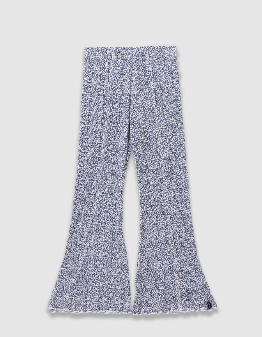 marineblaue leggings mit ausgestelltem bein und leoparden-schleifenmuster für mädchen