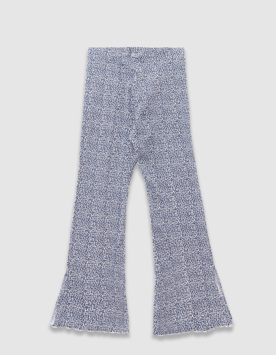 marineblaue leggings mit ausgestelltem bein und leoparden-schleifenmuster für mädchen