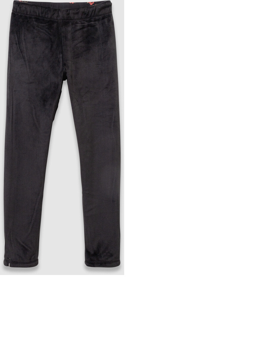 wendbare leggings aus schwarzem samt mit rosenmuster für mädchen