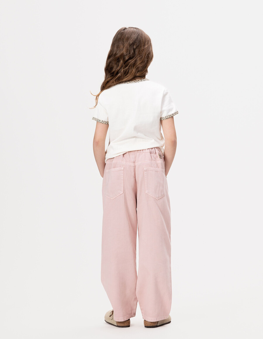 mädchen-jeans mit rosa ballonmuster und elastischem bund