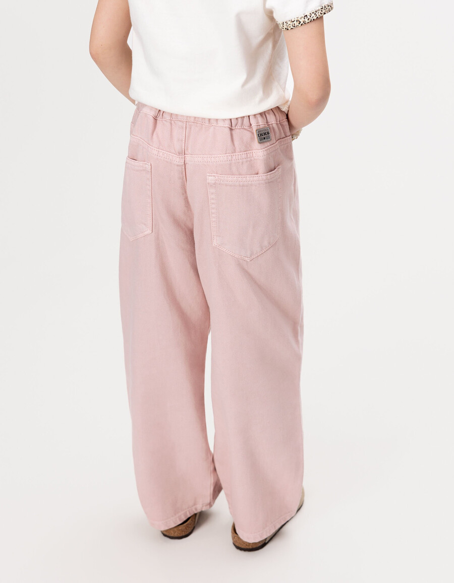 mädchen-jeans mit rosa ballonmuster und elastischem bund