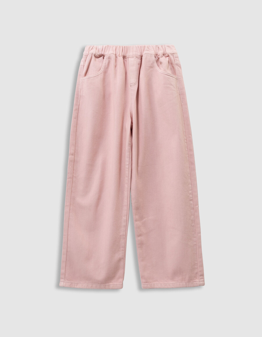 mädchen-jeans mit rosa ballonmuster und elastischem bund
