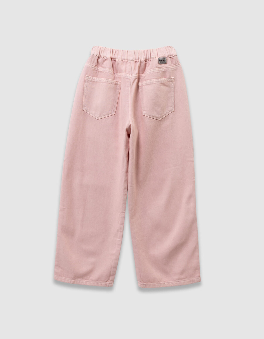 mädchen-jeans mit rosa ballonmuster und elastischem bund