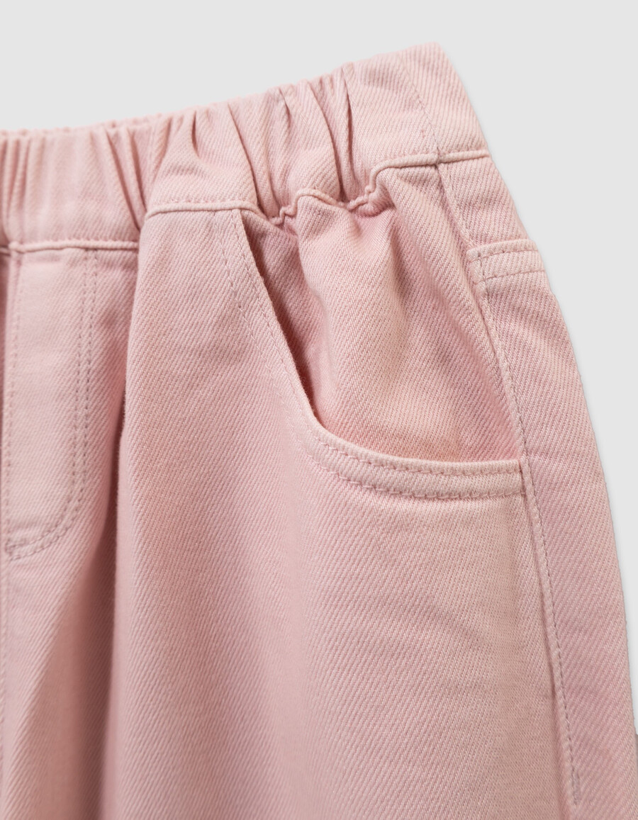 mädchen-jeans mit rosa ballonmuster und elastischem bund