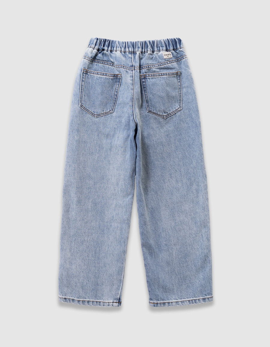 mädchen-jeans im ballon-stil blau mit elastischem bund