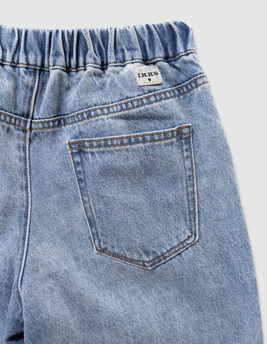 mädchen-jeans im ballon-stil blau mit elastischem bund
