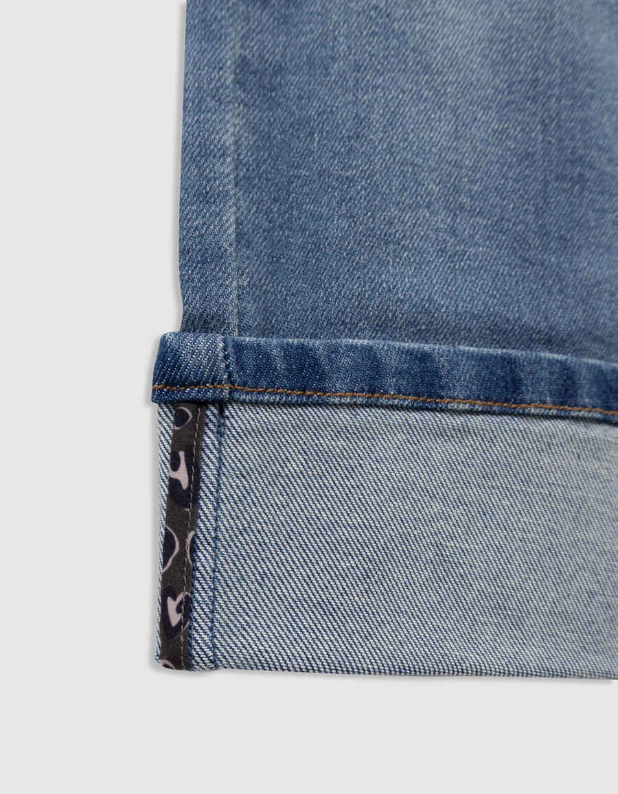 mädchen-jeans mit geradem schnitt blau mit rüschentaschen