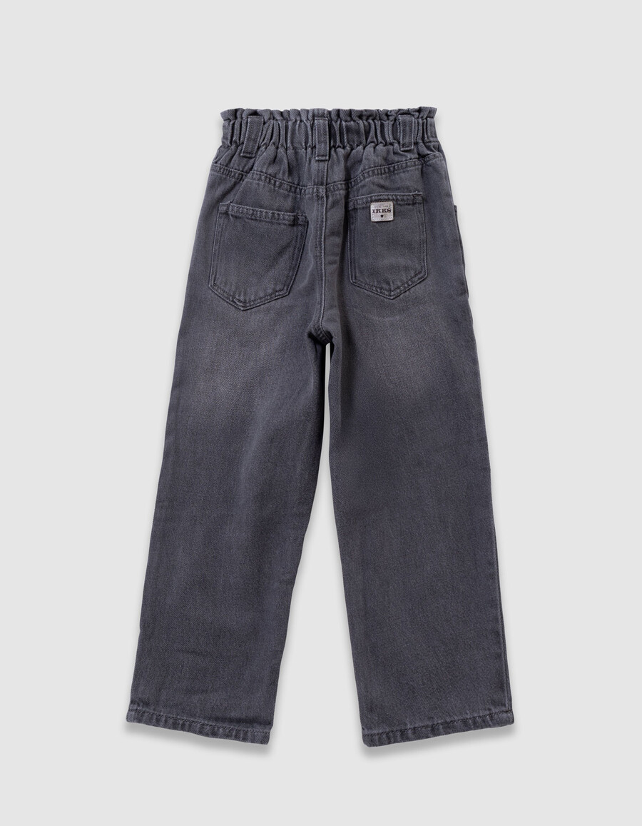 graue mom-jeans für mädchen mit sichtbaren knöpfen