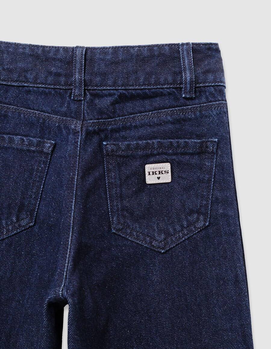 mädchen-jeans mit weitem bein und breiten seitenbändern blau